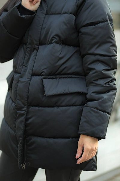 Пуховик идеальной на зиму длинны женский цвет черный  CLO-50-001 фото